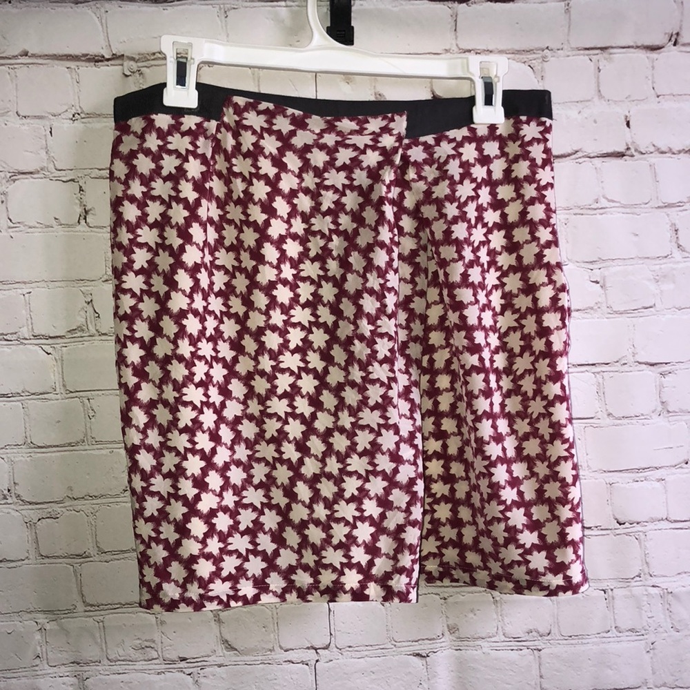 J. Crew Red and White Leaf Print Mini Skirt